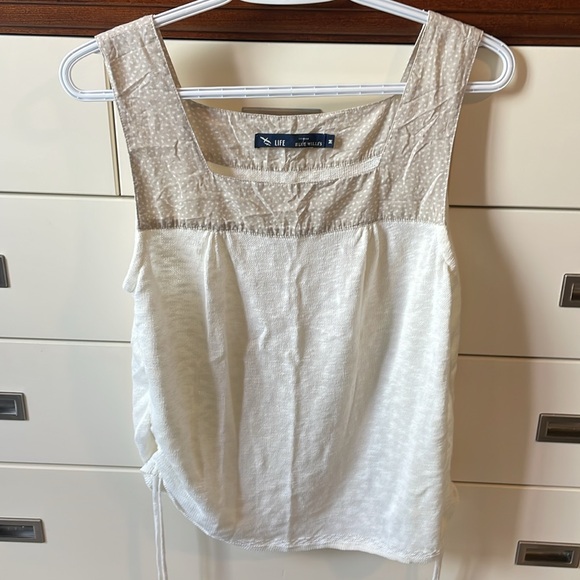 Life Blue Willi’s  Cream Linen & cotton tank with side Ruching . - Picture 5 of 10